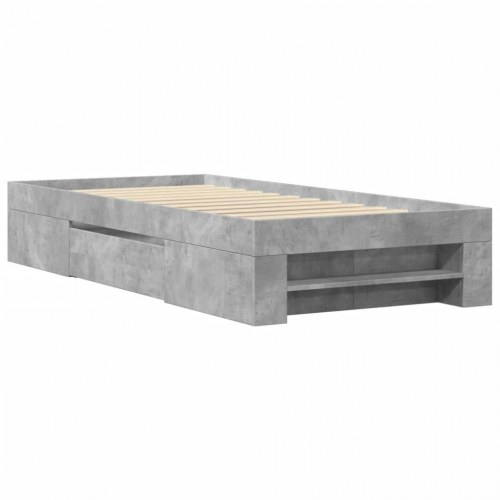 Sengeramme 90 x 190 cm med opbevaring - betongrå