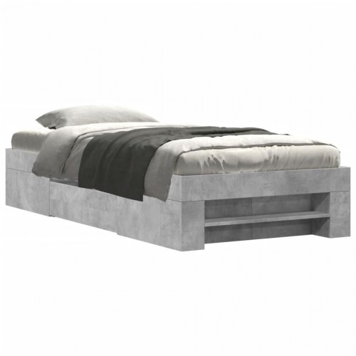 Sengeramme 90 x 190 cm med opbevaring - betongrå