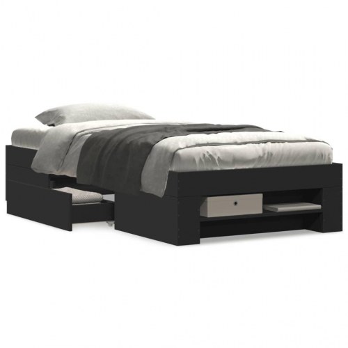 Sengeramme 75 x 190 cm med opbevaring - sort