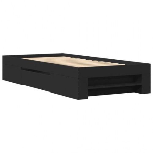 Sengeramme 75 x 190 cm med opbevaring - sort