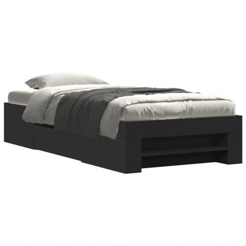 Sengeramme 75 x 190 cm med opbevaring - sort