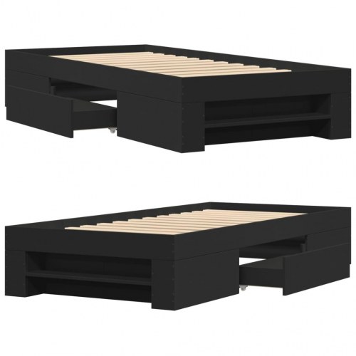 Sengeramme 75 x 190 cm med opbevaring - sort