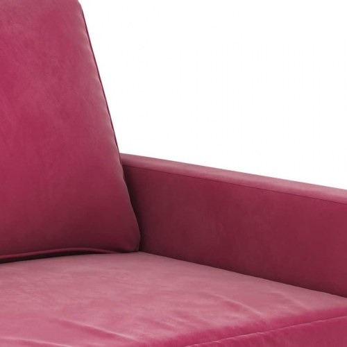 Sofasæt 4 dele i velour med puder og fodskammel - vinrød