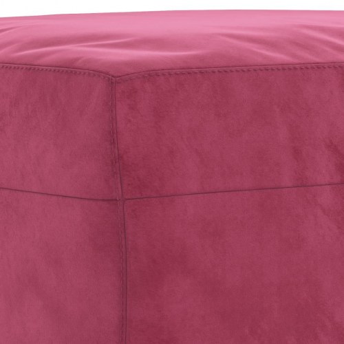 Sofasæt 4 dele i velour med puder og fodskammel - vinrød