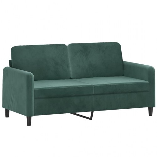 Sofasæt i velour - 3 dele med puder og fodskammel, mørkegrøn