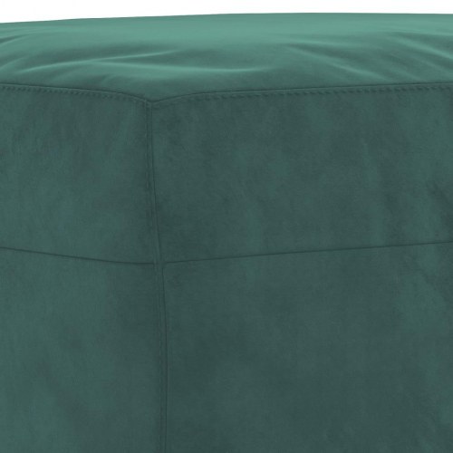 Sofasæt i velour - 3 dele med puder og fodskammel, mørkegrøn