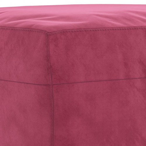 Sofasæt i velour - 3 dele med puder og fodskammel, vinrød