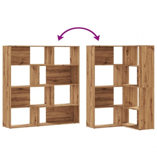 Bogreol til hjørne 85x85x140 cm 4 hylder konstrueret træ eg