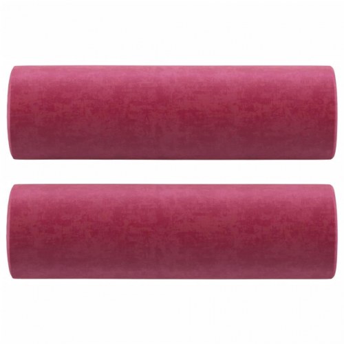 2-personers sofa i velour med pyntepuder - 120 cm, vinrød