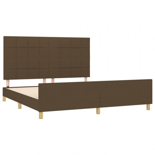 Sengeramme 160x200 cm med sengegavl i stof - mørkebrun
