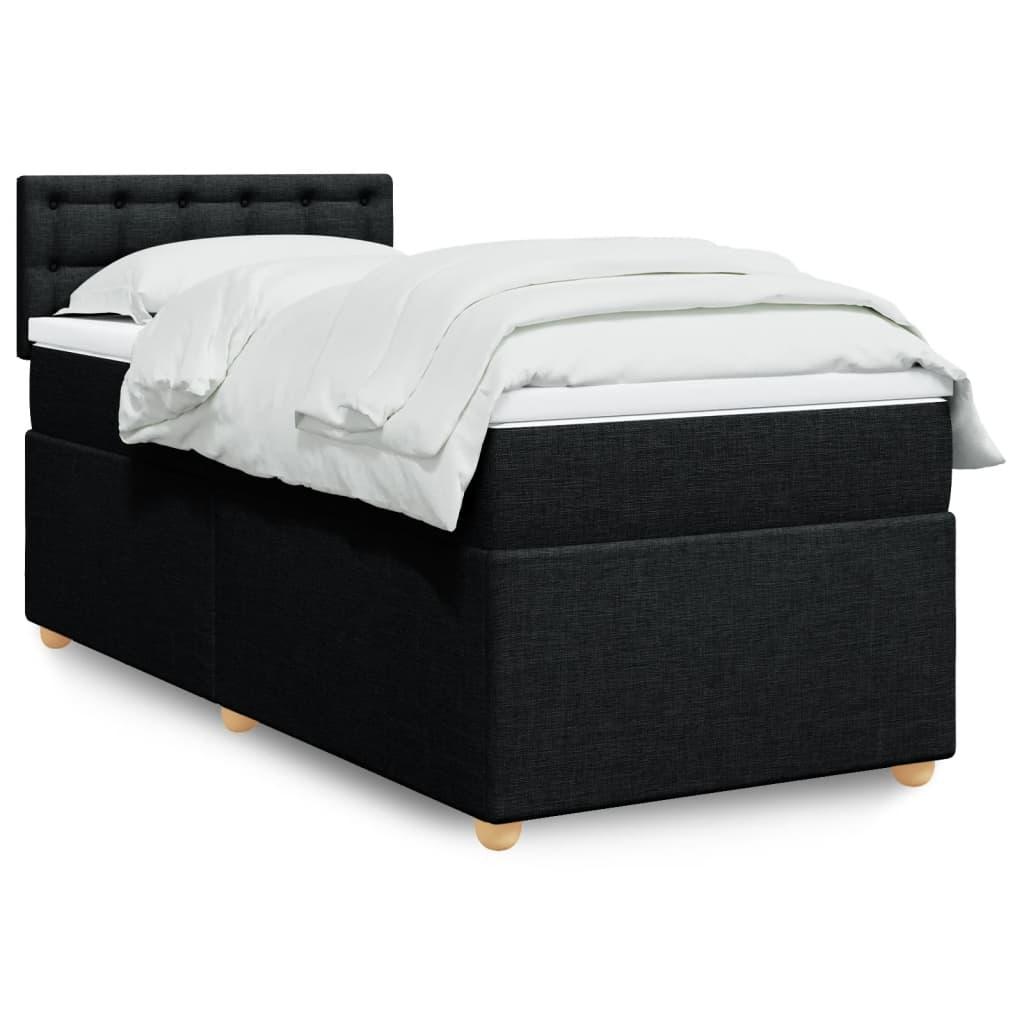 Kontinentalseng med madras og topmadras 100x200 cm - sort stof