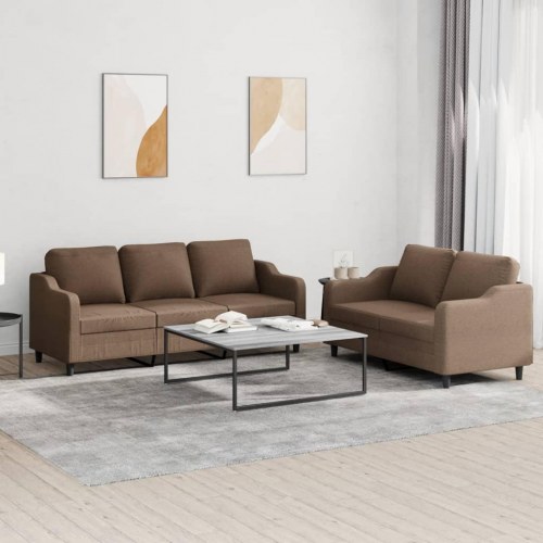 Sofasæt i stof - 2- og 3-personers med hynder, brun