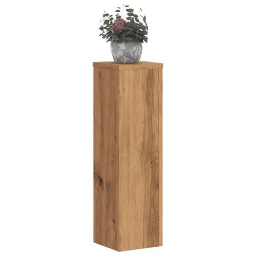 Plantestativer 2 stk. 17x17x60 cm konstrueret træ egetræsfarvet
