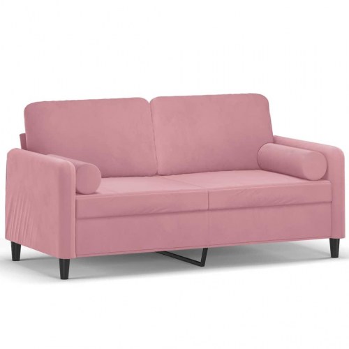 2-personers sofa i velour med pyntepuder - 140 cm, pink