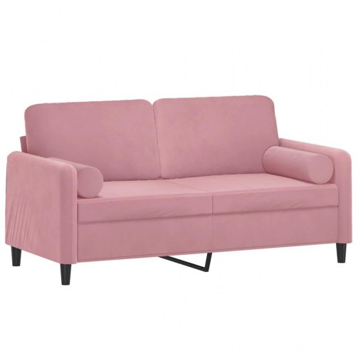 2-personers sofa i velour med pyntepuder - 140 cm, pink
