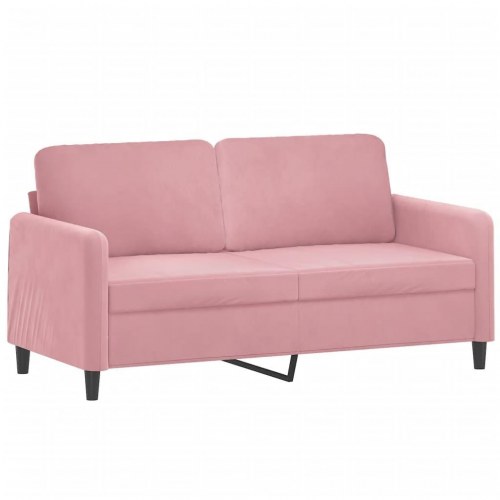 2-personers sofa i velour med pyntepuder - 140 cm, pink