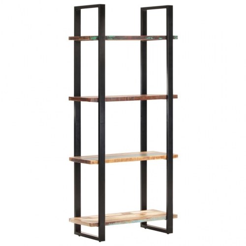 Bogreol med 4 hylder 80x40x180 cm massivt genbrugstræ