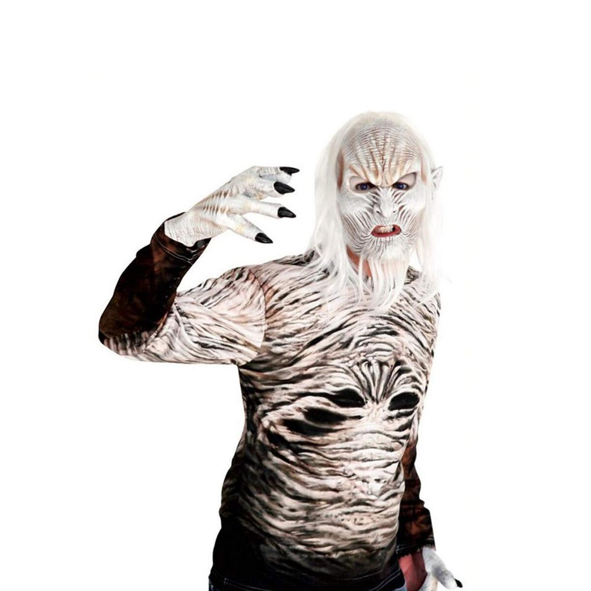 Kostumehandsker Monster - Onesize, hvid, latex