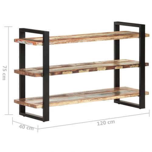 Skænk med 3 hylder 120x40x75 cm massivt genbrugstræ