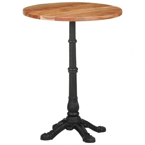 Bistrobord Ø60 x 76 cm i massivt akacietræ med støbejernsfod