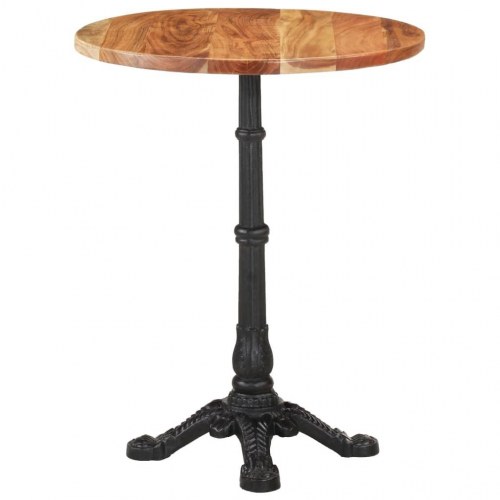 Bistrobord Ø60 x 76 cm i massivt akacietræ med støbejernsfod