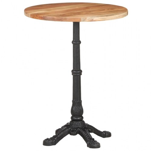 Bistrobord Ø60 x 76 cm i massivt akacietræ med støbejernsfod