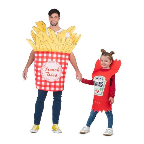 Kostume til voksne Pomfritter Ketchup Onesize