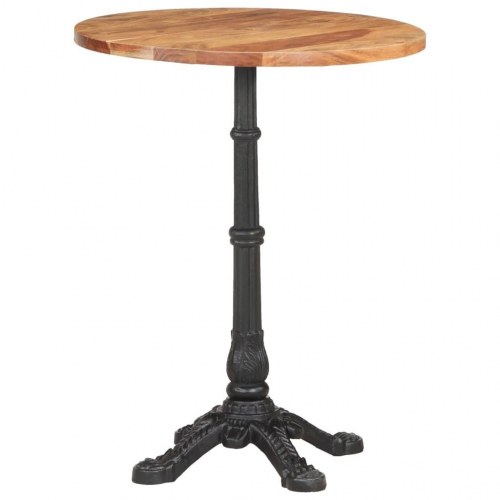 Bistrobord Ø60 x 76 cm i massivt akacietræ med støbejernsfod