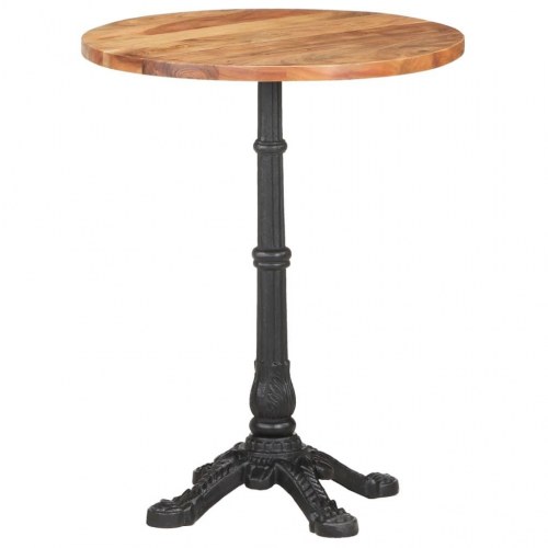 Bistrobord Ø60 x 76 cm i massivt akacietræ med støbejernsfod