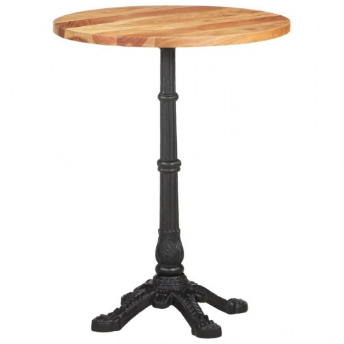 Bistrobord Ø60 x 76 cm i massivt akacietræ med støbejernsfod