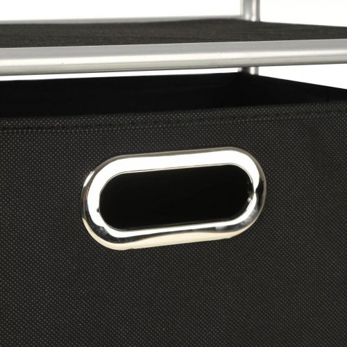 Reol med 4 opbevaringskasser stål og ikke-vævet stof