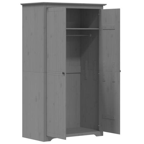 Klædeskab BODO 99x53,5x173 cm massivt fyrretræ grå