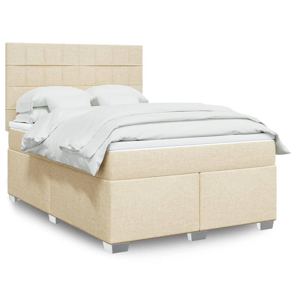 Kontinentalseng med madras 160×200 cm - stof, cremefarvet