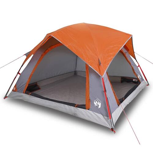 4-personers campingtelt vandafvisende grå og orange
