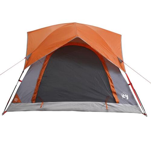 4-personers campingtelt vandafvisende grå og orange