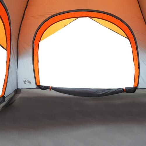 4-personers campingtelt vandafvisende grå og orange