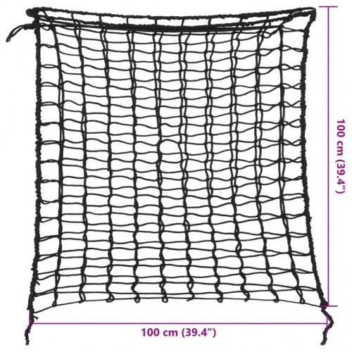 Hønet 2 stk. 100×100 cm - rund, sort PP slowfeeder til heste