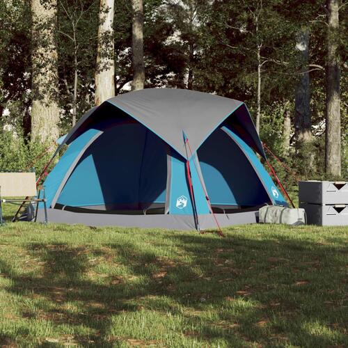 4-personers campingtelt vandafvisende blå
