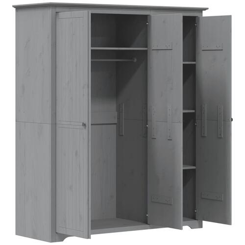 Klædeskab BODO 146x53,5x173 cm massivt fyrretræ grå