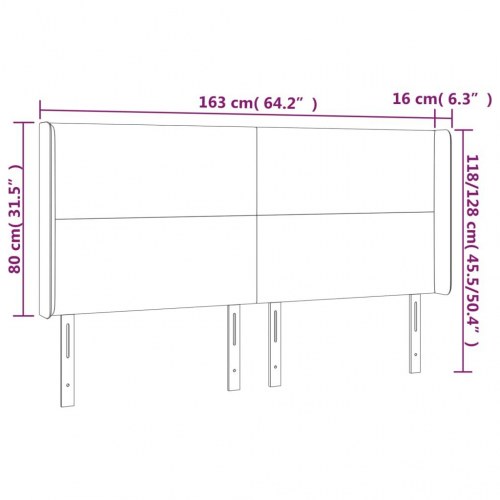 Sengegavl med kanter 163 x 16 x 118/128 cm - cappuccino