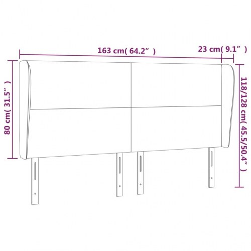 Sengegavl med kanter 163 x 23 x 118/128 cm - cappuccino