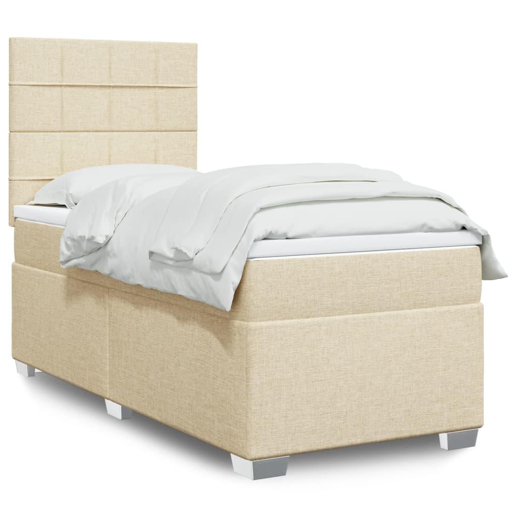 Kontinentalseng Med Madras Stof Farvet Creme - Blok med firkanter / 80 x 200 cm