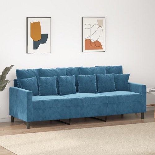 3-personers veloursofa - blå