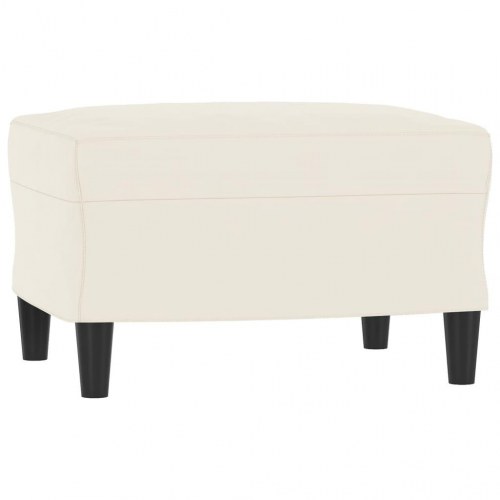 3-personers sofa med fodskammel - 180 cm velour, cremefarvet