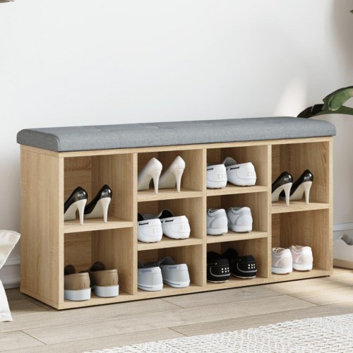 Skobænk 102x32x50 cm konstrueret træ sonoma-eg