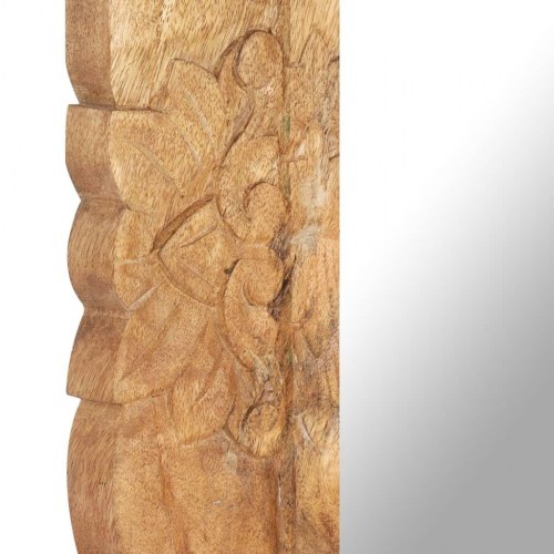 Spejl 80×50 cm i massivt mangotræ - vægspejl med håndskåret ramme