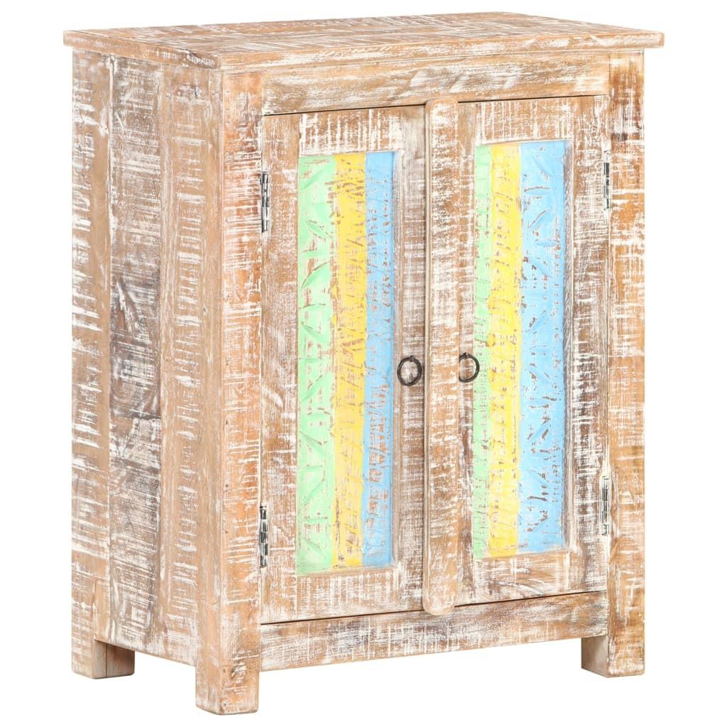 Skænk 61 × 35 × 76 cm i ru akacietræ med farvede låger