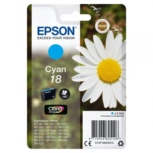 Epson 18 Cyan blækpatron (Original) - C13T18024012