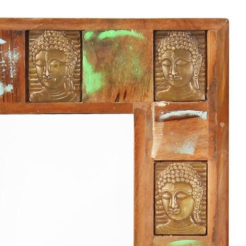 Spejl med buddha-billeder 50x110 cm massivt genbrugstræ