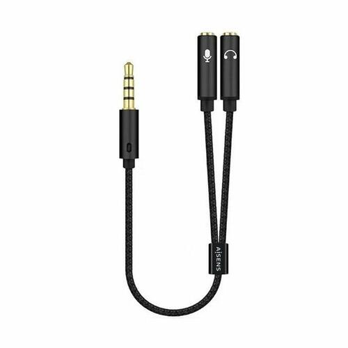 Jack adapter 3.5 mm Hunkøn eller Hankøn Aisens A128-0416 25 cm